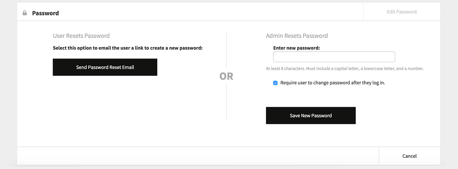 The Spoke password reset page